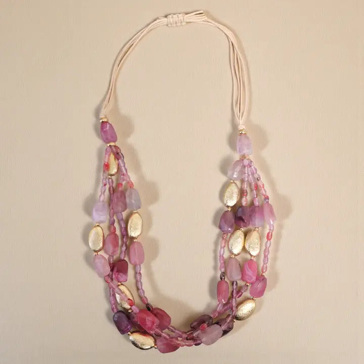 The Belle Necklace | Pink & Gold Beaded