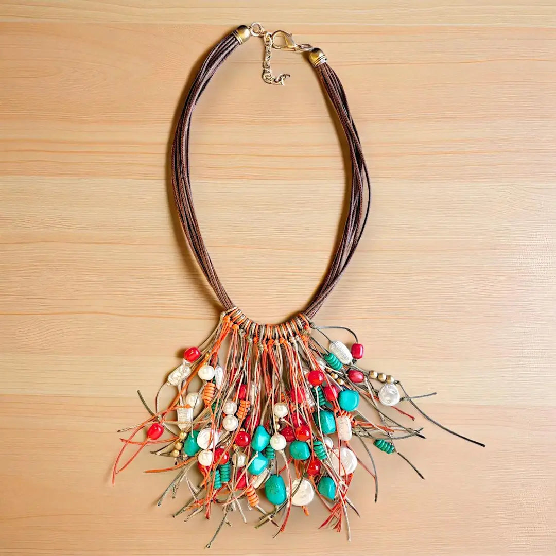 Boho Necklace | Southwest Festival | Rainbow Fringe Necklace
