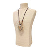 Vintage Gold Sculpted Pendant Necklace on Mocha Brown Leather Cord