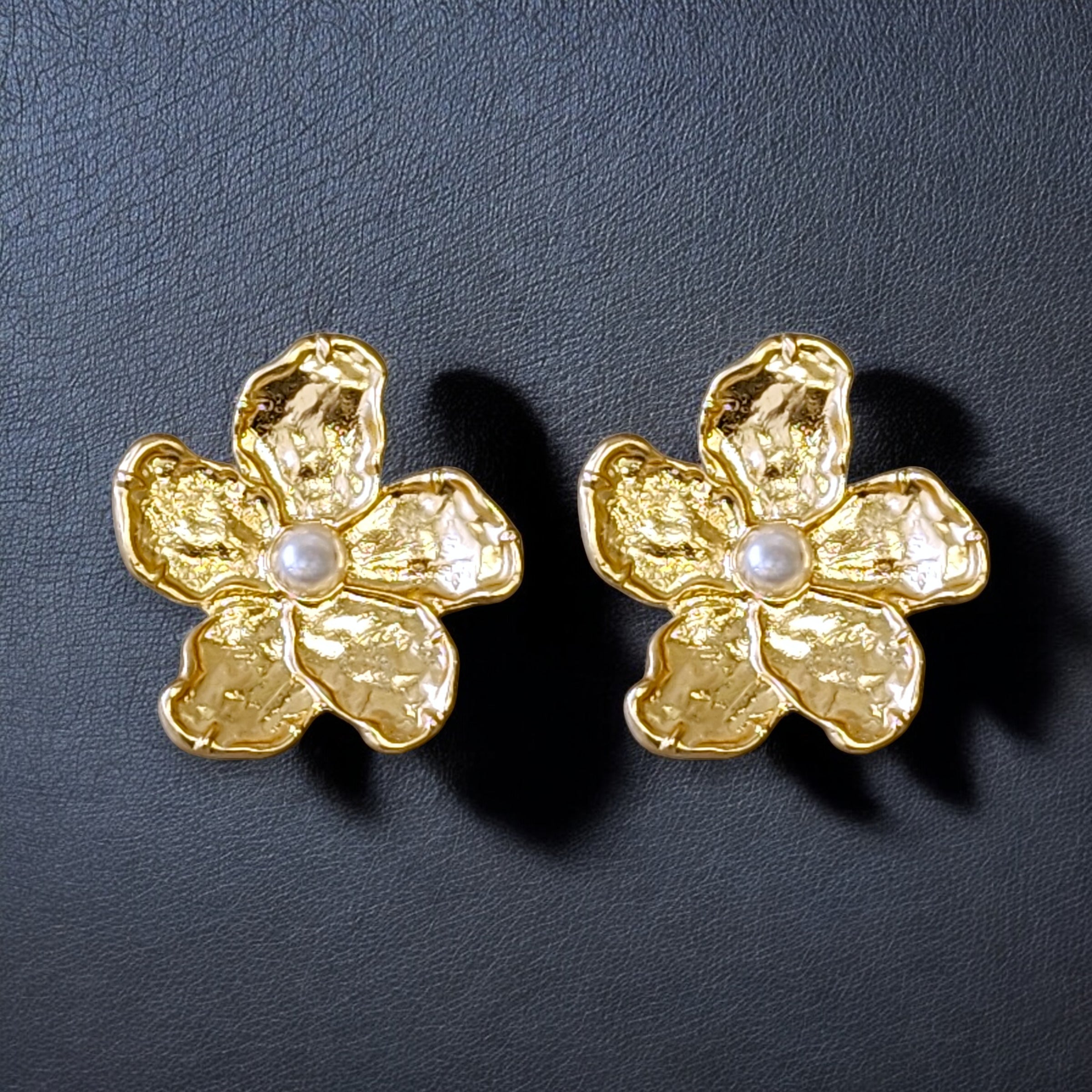 Handmade Chunky Vintage Gold Flower Earrings | Boho | Coastal | Statement Jewelry | Stainless Steel | Fall 2025