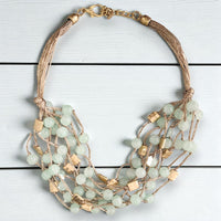 Chunky Jade Green Beaded Multi Strand Necklace