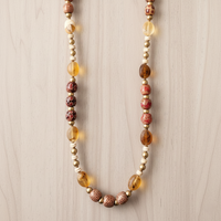 Long Chunky Earth Tone Beaded Necklace