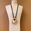 Long Pendant Necklace | Sculptural | Chunky | Leather Cord
