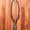Pendant Necklace | Silver Rhinestone | Gunmetal | Long