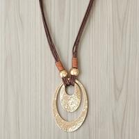 Long Chunky Pendant Cord Necklace | Statement Jewelry | Boho