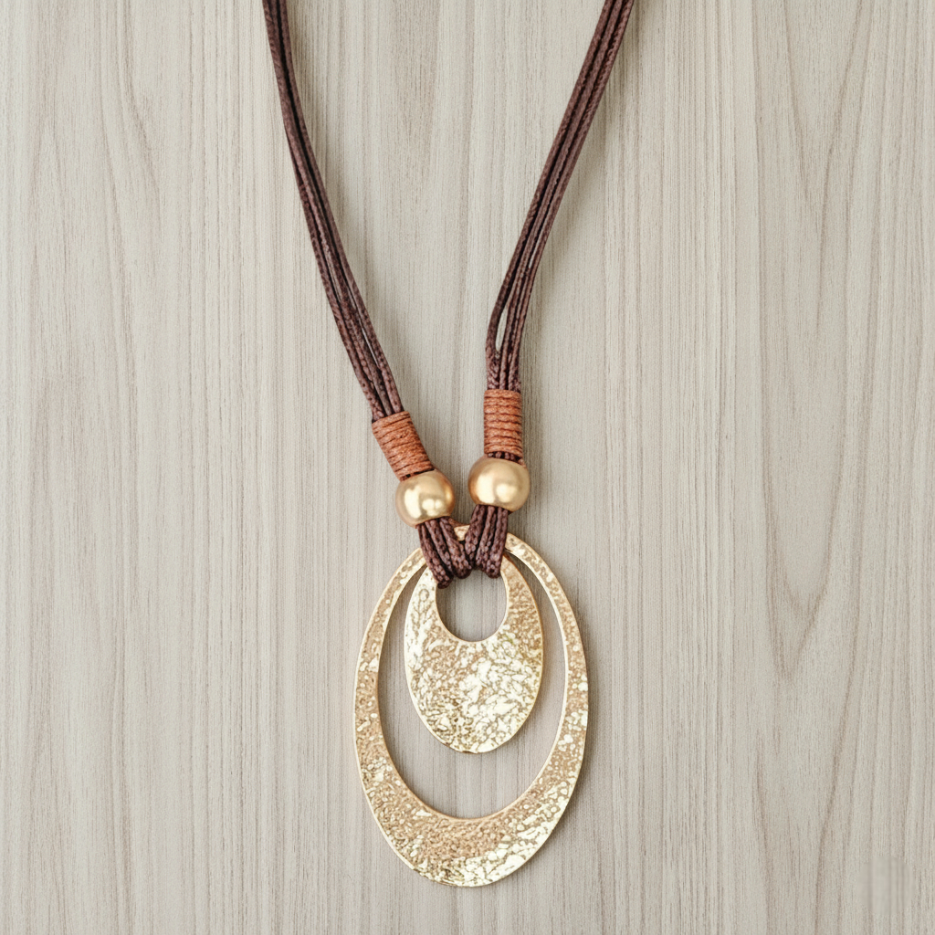 Long Chunky Pendant Cord Necklace | Statement Jewelry | Boho