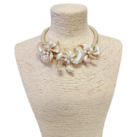 Seashell Flower Necklace | Coastal | Floral Jewelry | Beach | Mocha | Short Collar