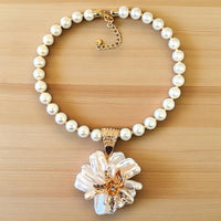 Flower Necklace | Pearl Necklace | Spring | Coastal | Boho