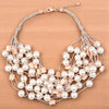 Chunky Multi Strand Pearl Statement Necklace | Coastal Boho | Statement Jewelry