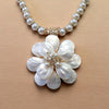 Coastal Mother of Pearl Flower Pendant Necklace