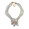 White Mother of Pearl Flower Twist Necklace