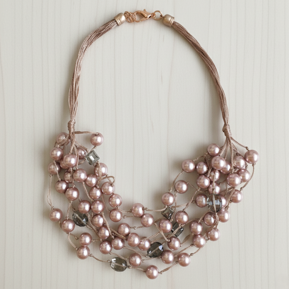 Multi Strand Boho Beaded Mocha Necklace