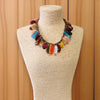Chunky Rainbow Resin Woven Bib Necklace