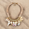 Neutral Beige & Gold Ocean Life & Seashell Charm Necklace