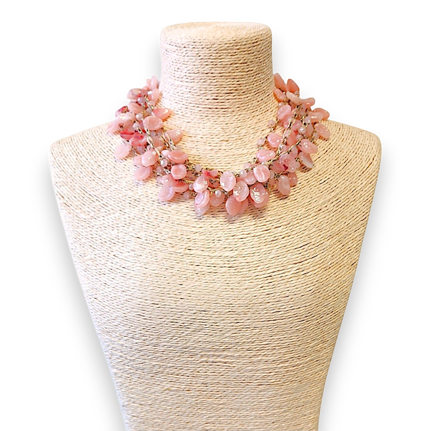 Pastel Pink Necklace | Torsade Necklace | Statement Collar