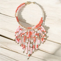 Egyptian Necklace | Beaded Necklace | Boho | Pink | Coral