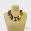 Gold & Mocha Woven Bib Collar Necklace