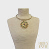 Sculpted Golden Sun Pendant Collar w/ Jewel Tone Accents
