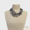 Silver Seed Bead & Pearl Multi Strand Statement Necklace
