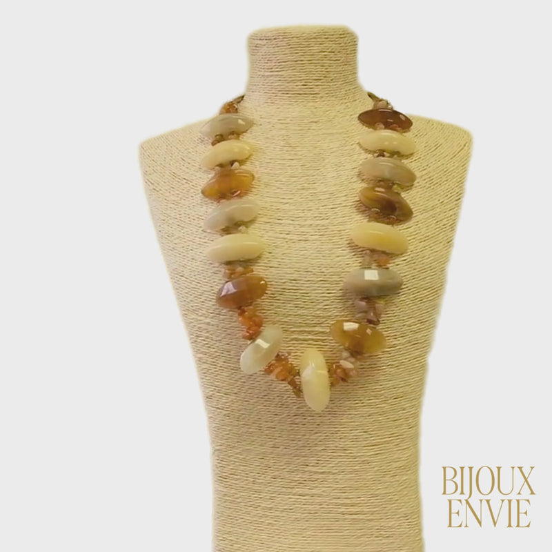 Chunky Beaded Earth Tone Resin Necklace