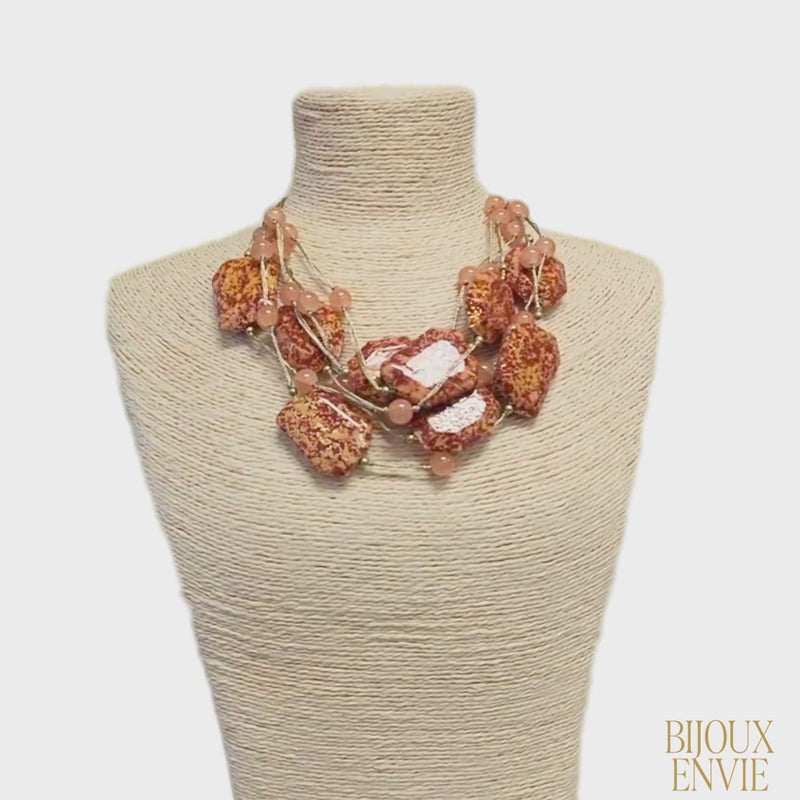 Chunky Multi Strand Terracotta Bead Statement Necklace