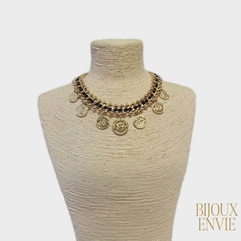 Coin Charm Necklace | Boho Necklace | Gold Chain Collar