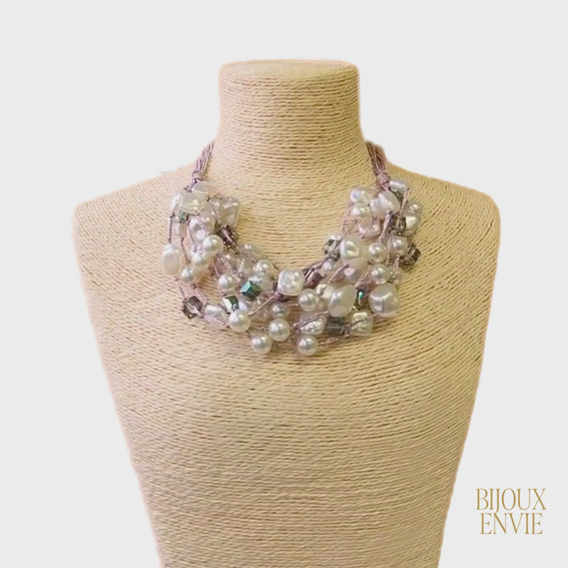 Pearl Necklace | Pink Necklace | Pastel | Boho | Layer | AB