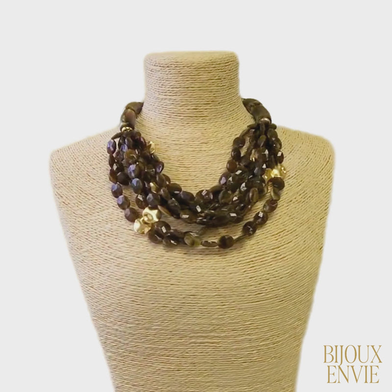 Multi Strand Chunky Stone Bead Statement Necklace