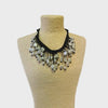 Coastal Pearl Fringe Bib Necklace on Black Leather Cord