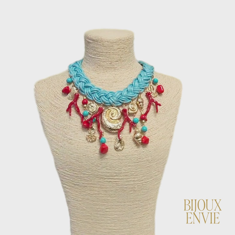 Charm Necklace | Coastal Necklace | Blue Statement Necklace