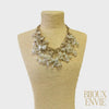 Coastal Pearl Fringe Bib Necklace on Double Knotted Leather
