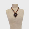 Beaded Tortoise Shell Puffy Heart Necklace