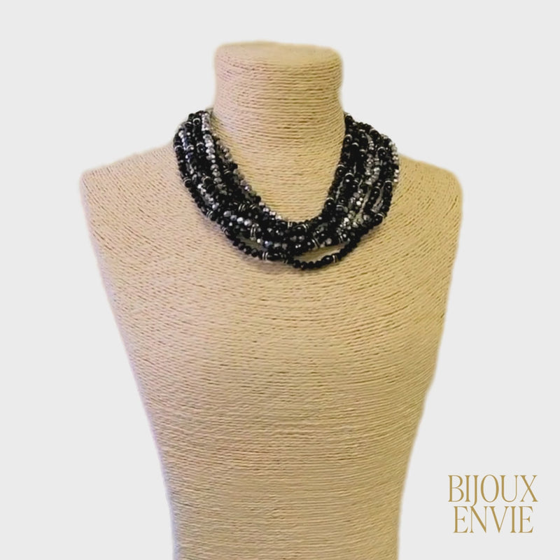 Chunky Multi Strand Pavé Beaded Collar
