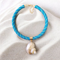Seashell Necklace | Pendant | Paracord | Blue | Boho | Beach