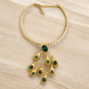 Short Sculpted Pendant Necklace | Vintage | Emerald Green