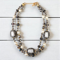 Short Pearl Pavé Station Necklace | Statement Jewelry | Boho