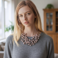 Multi Strand Boho Beaded Mocha Necklace