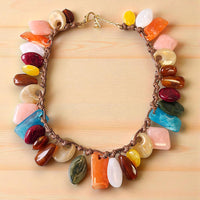 Chunky Rainbow Resin Woven Bib Necklace