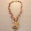Chunky Spiral Seashell Necklace with Large Gold Shell Pendant