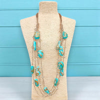 Turquoise Blue Necklace | Boho Necklace | Wood | Beach | Ocean