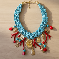 Charm Necklace | Coastal Necklace | Blue Statement Necklace