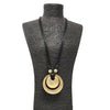 Long Pendant Necklace | Sculptural | Chunky | Leather Cord