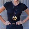 Long Pendant Necklace | Sculptural | Chunky | Leather Cord